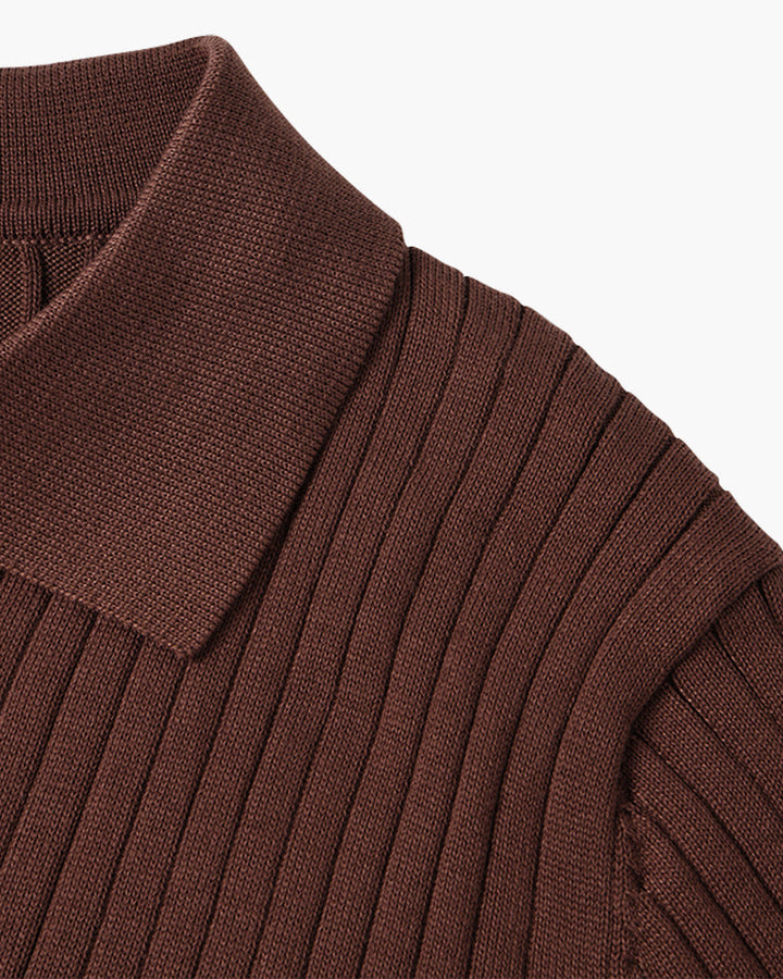 Florence Ribbed Long Sleeve Polo Shirt