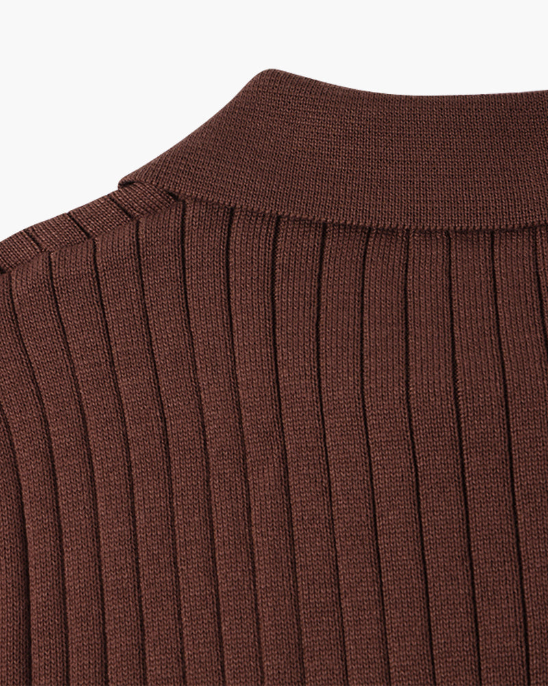Florence Ribbed Long Sleeve Polo Shirt