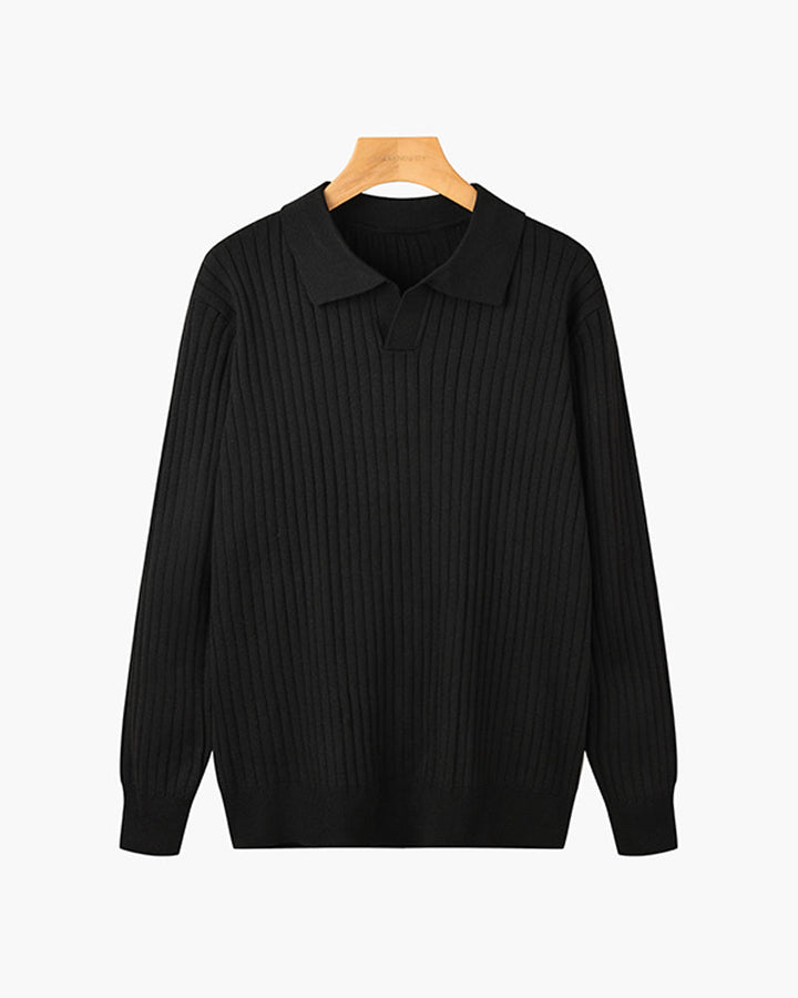 Florence Ribbed Long Sleeve Polo Shirt