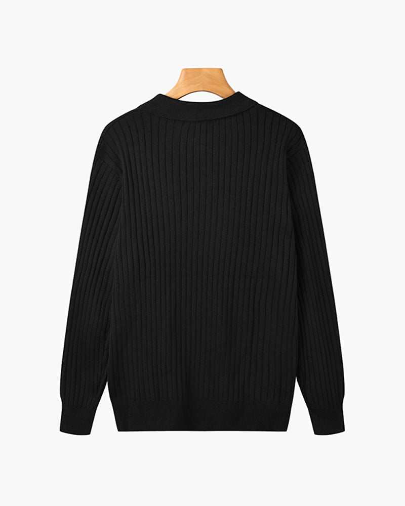 Florence Ribbed Long Sleeve Polo Shirt