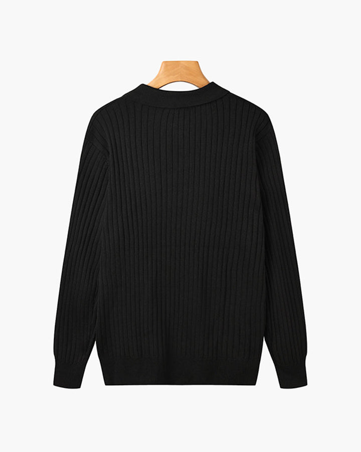 Florence Ribbed Long Sleeve Polo Shirt