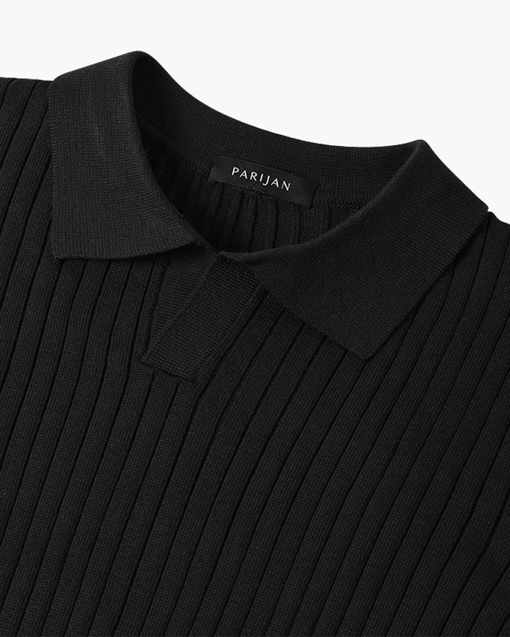 Florence Ribbed Long Sleeve Polo Shirt