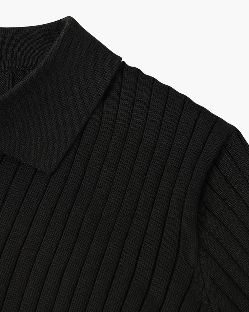 Florence Ribbed Long Sleeve Polo Shirt
