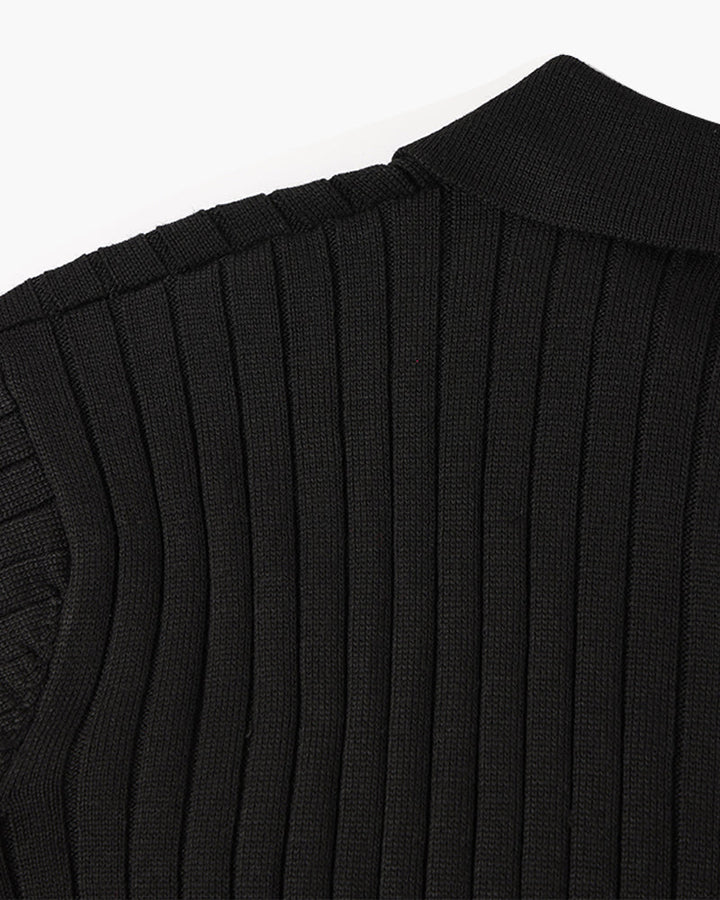 Florence Ribbed Long Sleeve Polo Shirt