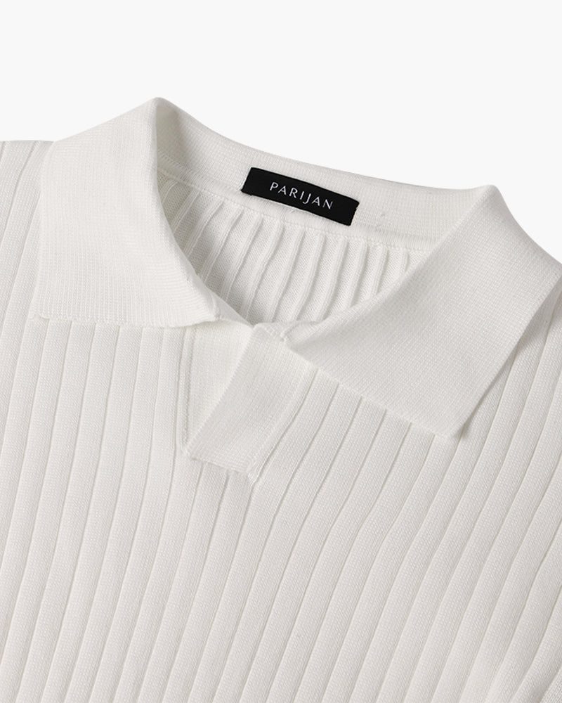 Florence Ribbed Long Sleeve Polo Shirt