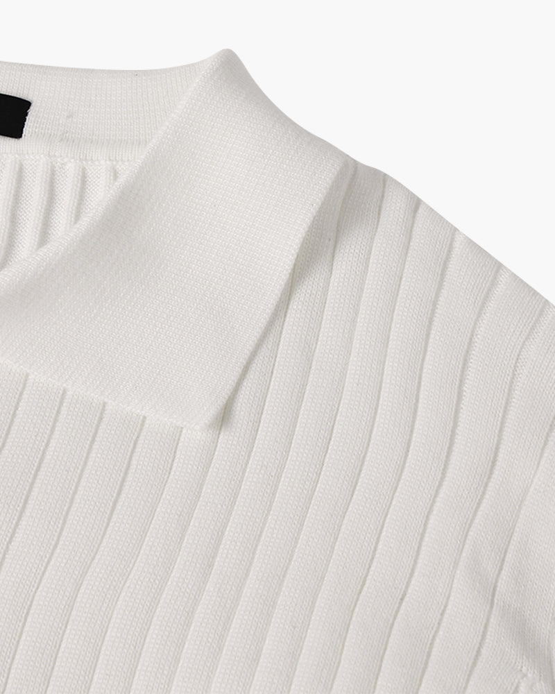 Florence Ribbed Long Sleeve Polo Shirt