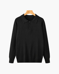Vienna Ribbed Cotton Long Sleeve Polo Shirt