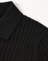 Vienna Ribbed Cotton Long Sleeve Polo Shirt