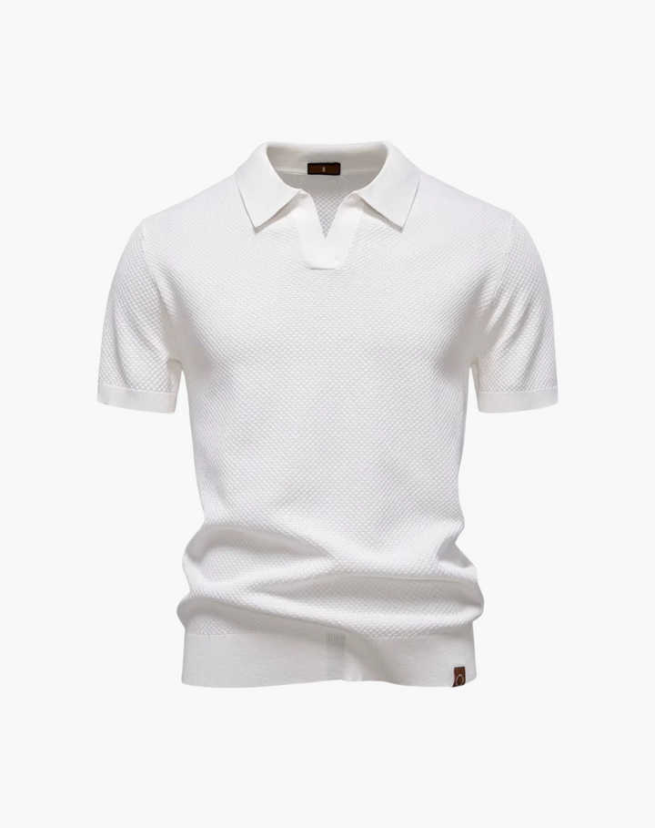 Lugano Textured V-Neck Polo Shirt