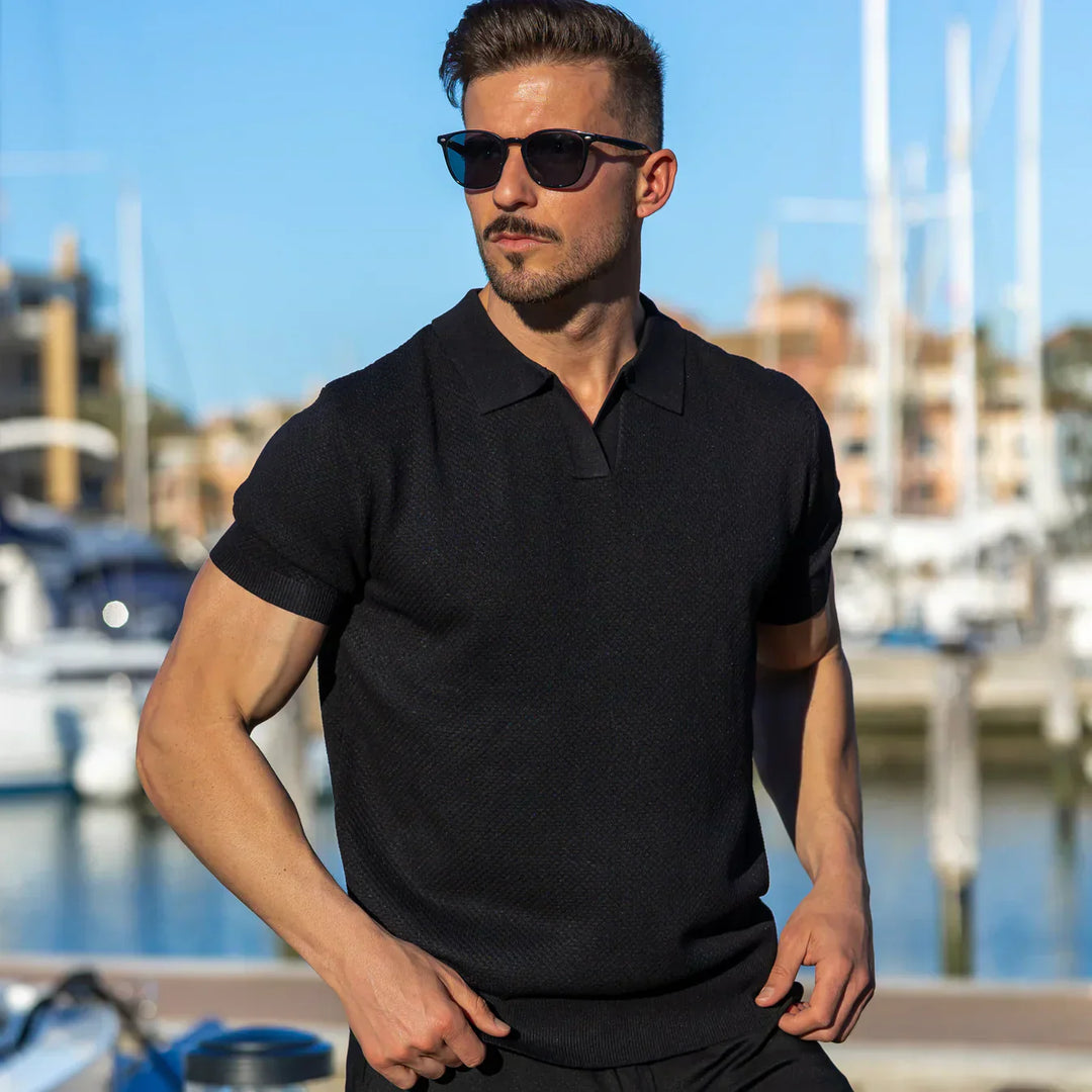 Lugano Textured V-Neck Polo Shirt