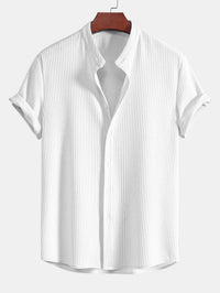 Monaco Ribbed Cotton Mandarin Collar Shirt