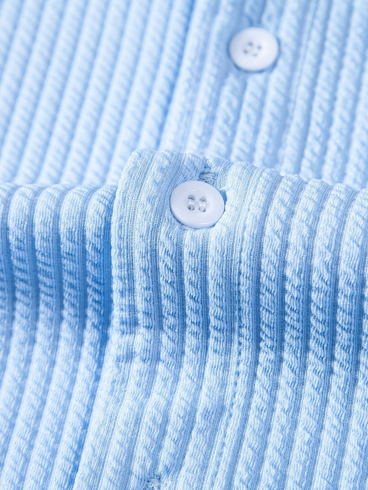 Monaco Ribbed Cotton Mandarin Collar Shirt