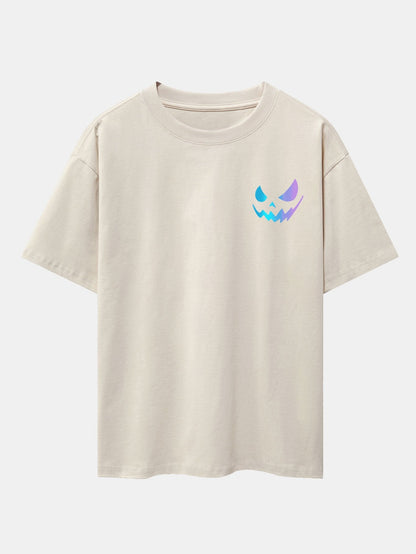 Colorful Evil Face Print Drop Shoulder Oversize T-Shirt