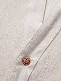 V Neck Linen Rayon Blend Shirt & Straight Leg Linen Pants