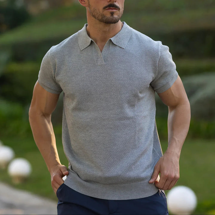 Lugano Textured V-Neck Polo Shirt